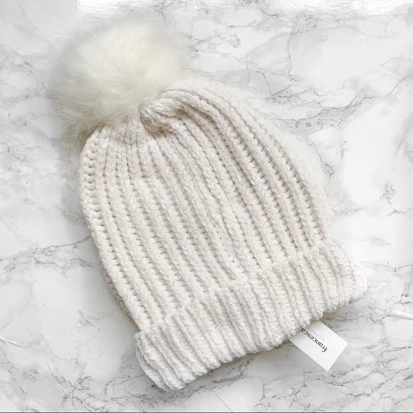 Francesca's Collections Accessories - White Pompom beanie